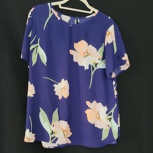 Van Heusen Purple Floral Short Sleeve Blouse